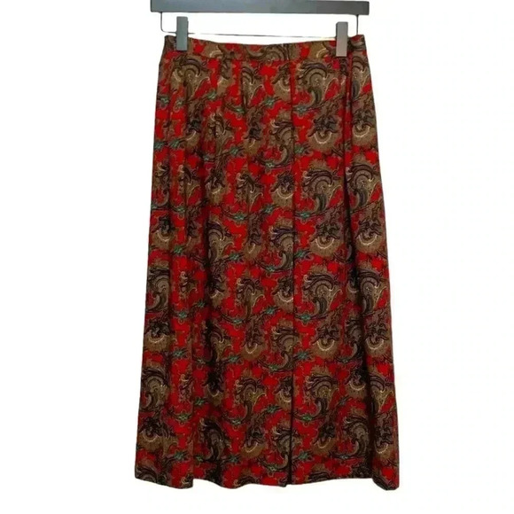 Vintage NWOT Oval Room Paisley Midi Skirt w gorgeous pleats down the front - Picture 1 of 9